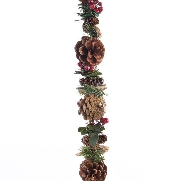 Pinegreen Glitter Garland with Pinecones & Berries 150cm