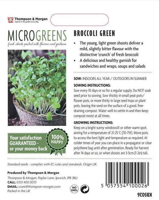 Thompson & Morgan (Uk) Ltd Gardening Thompson & Morgan Microgreens Broccoli Green