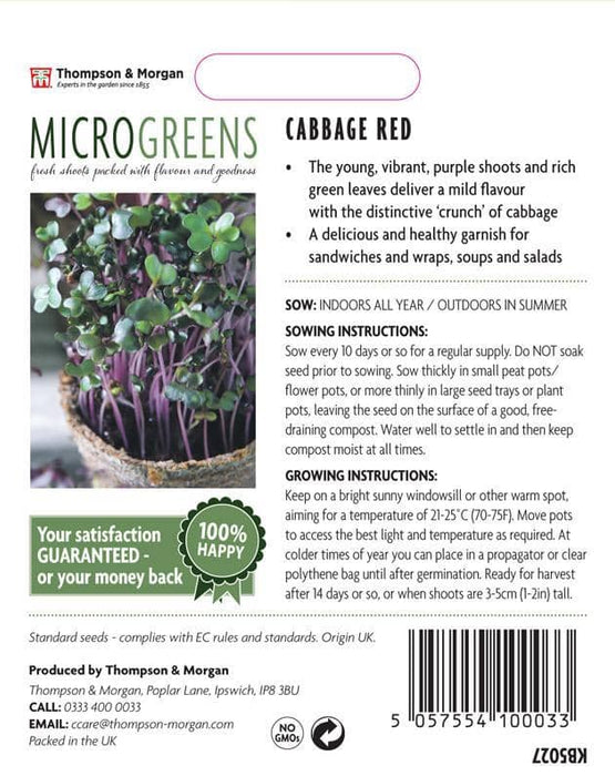 Thompson & Morgan (Uk) Ltd Gardening Thompson & Morgan Microgreens Cabbage Red