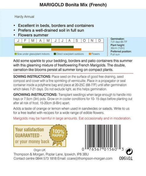 Thompson & Morgan (Uk) Ltd Gardening Thompson & Morgan Marigold Bonita Mixed (French)