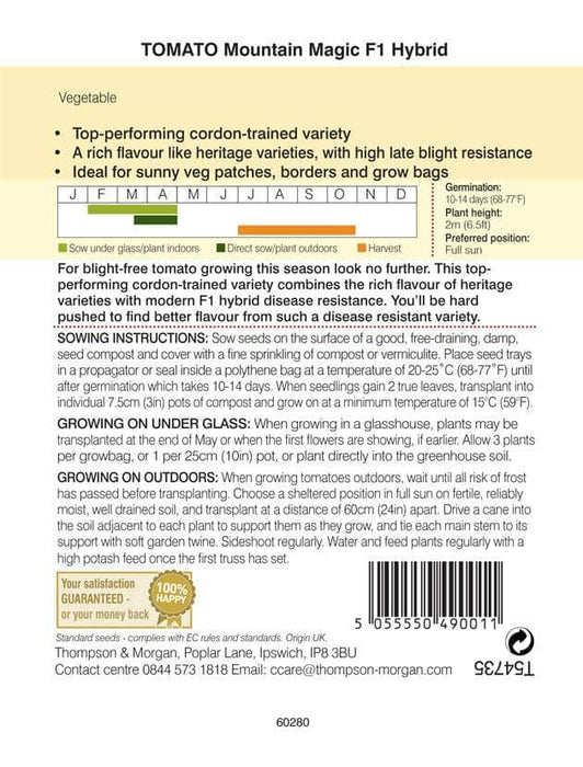 Thompson & Morgan (Uk) Ltd Gardening Thompson & Morgan Tomato Mountain Magic F1 Hybrid