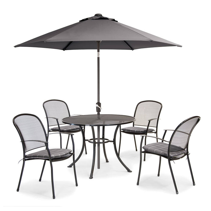 Caredo 4 Seat Garden Dining Complete Set inc parasol & cushions