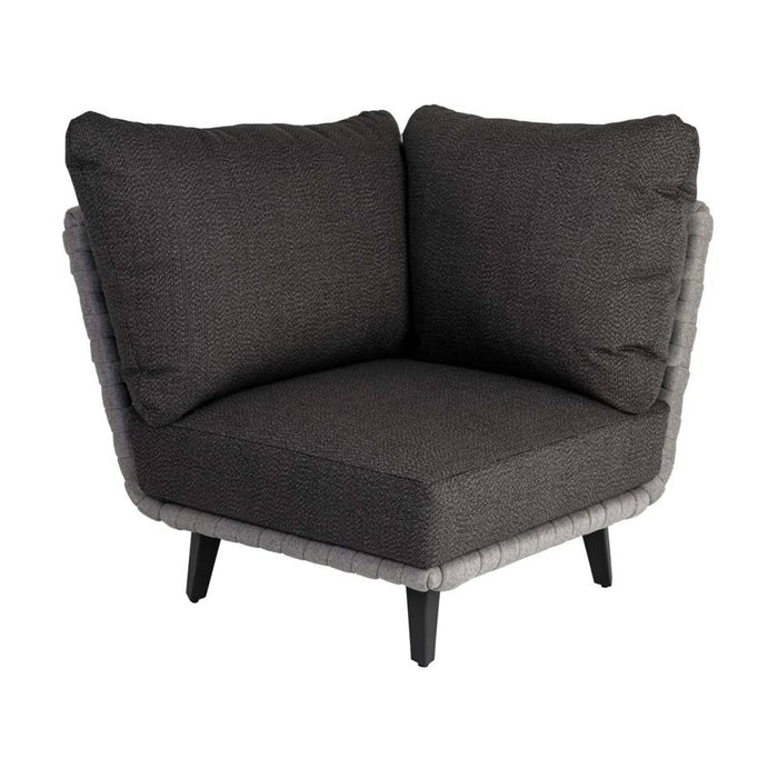 Cordial Luxe Light Grey Sofa Patio Set with Ottoman (Dark Grey Cushions)