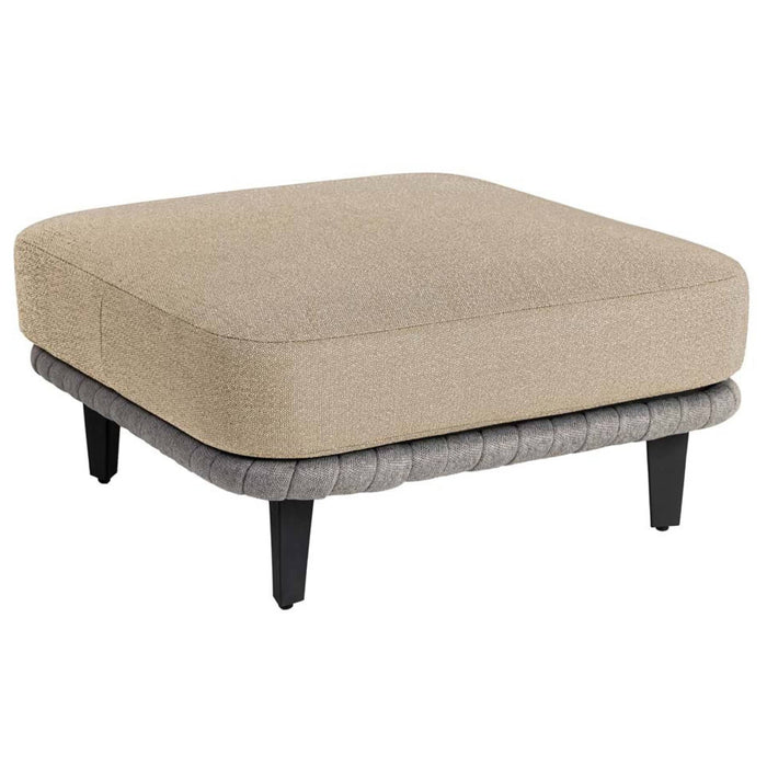 Cordial Luxe Light Grey Sofa Patio Set with Ottoman (Dark Grey Cushions)