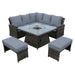 Mercer Garden Furniture Amalfi Casual Dining Dark Grey Firepit Set