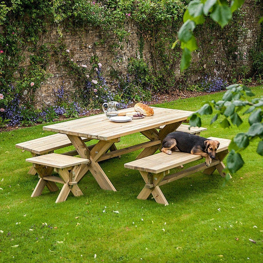 Alexander Rose Garden Furniture Alexander Rose Pine Farmers Table And Wooden Picnic Bench Set