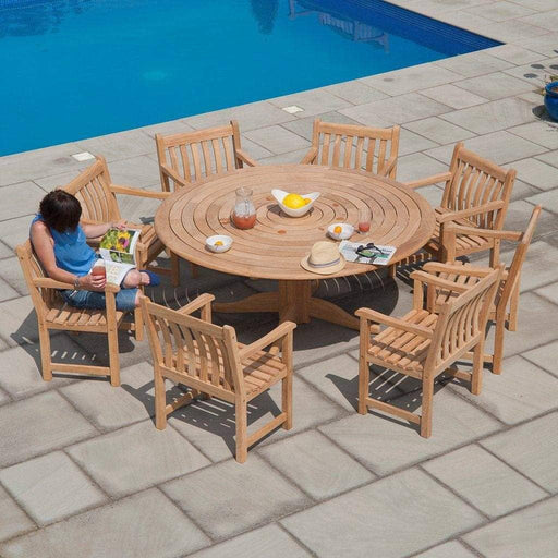 Alexander Rose Garden Furniture Alexander Rose Roble Bengal 6 Seater Outdoor Dining Set with Broadfield Armchairs