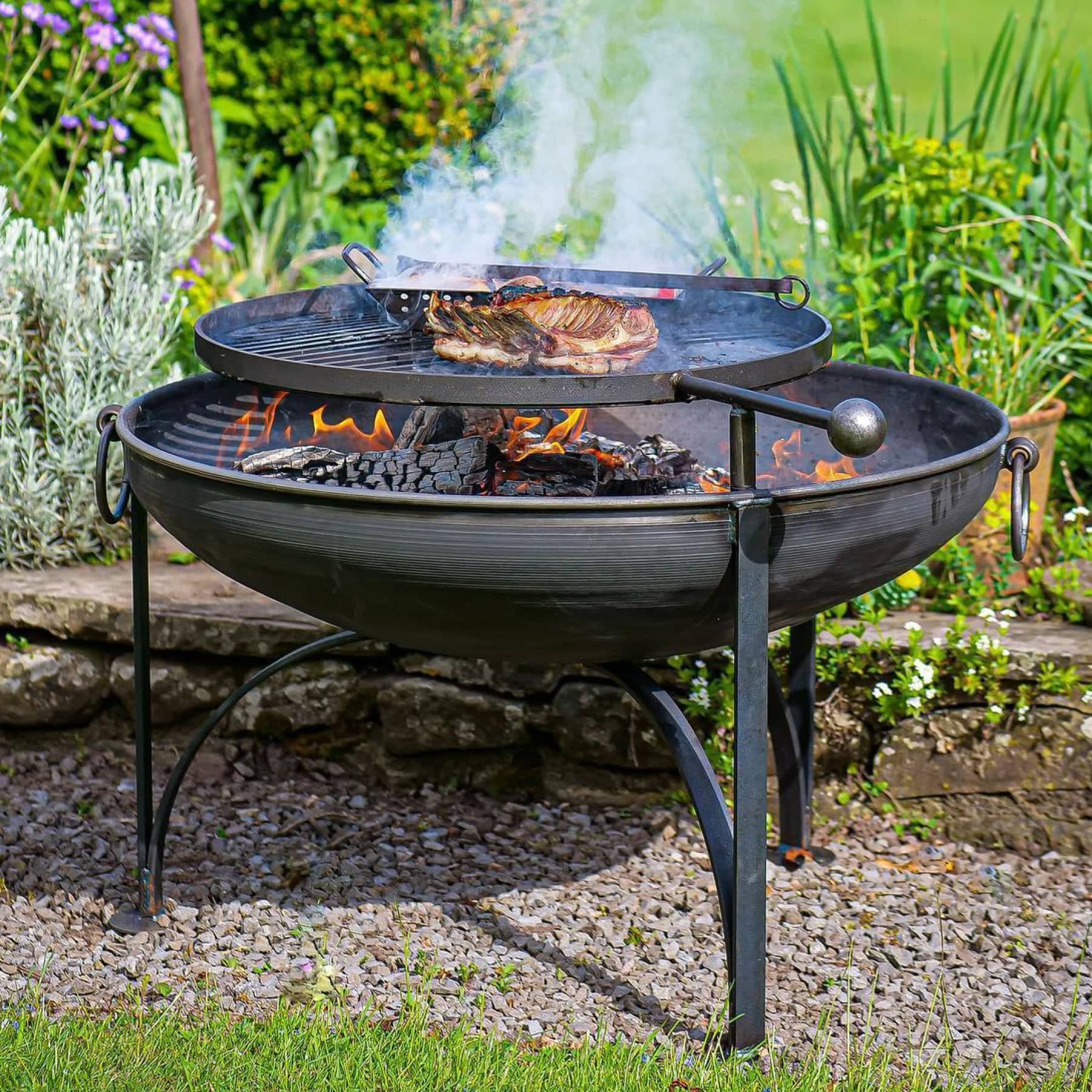 Plain Jane Garden Fire Pit with Swing Arm BBQ various sizes from 50c Mid Ulster Garden Centre