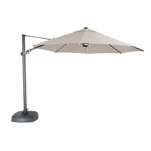 Kettler Garden Furniture Accessories Kettler 3.5m LED Free Arm Large Parasol Grey Frame, Stone Canopy, LED's and Bluetooth Speaker