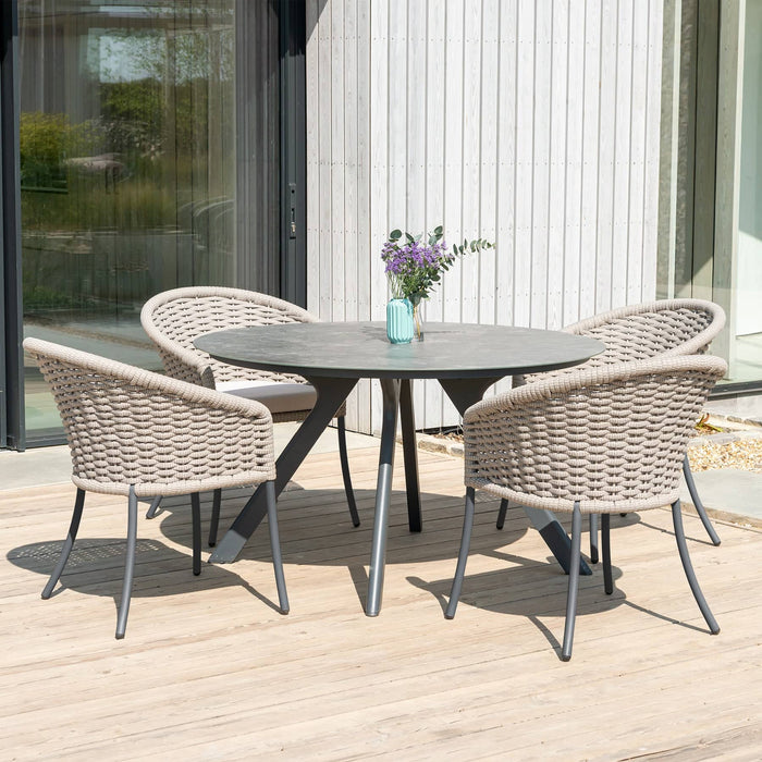 Rimini Round Table with 4 Cordial Chairs Garden Dining Furniture