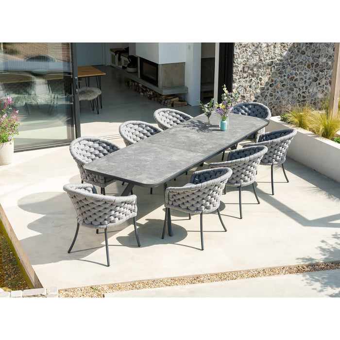 Cordial Luxe Light Grey 8 Seat Extending Outdoor Dining Table Set