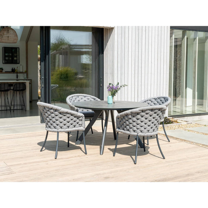 Cordial Luxe Light Grey 4 Seat Round Outside Dining Set