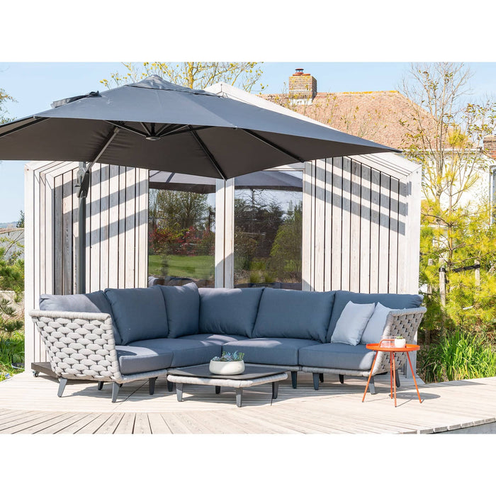 Cordial Luxe Light Grey Modular Outdoor Furniture Corner Sofa (Dark Grey Cushions)