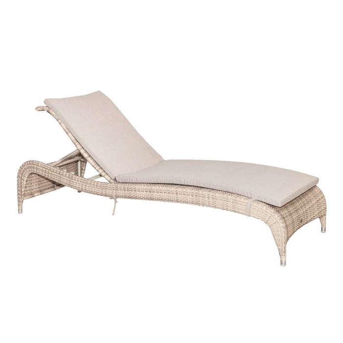 Ocean Pearl Adjustable Rattan Sun Lounger and Side Table Set